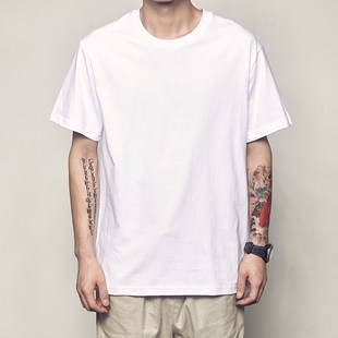 T恤男简约休闲圆领TEE青年情W侣百搭打底衫 纯色短袖 新款 男道夏季