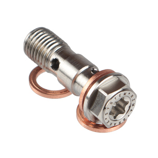 三通油管螺丝二合一刹车泵用加w长油嘴304不锈钢外六角内梅花M10