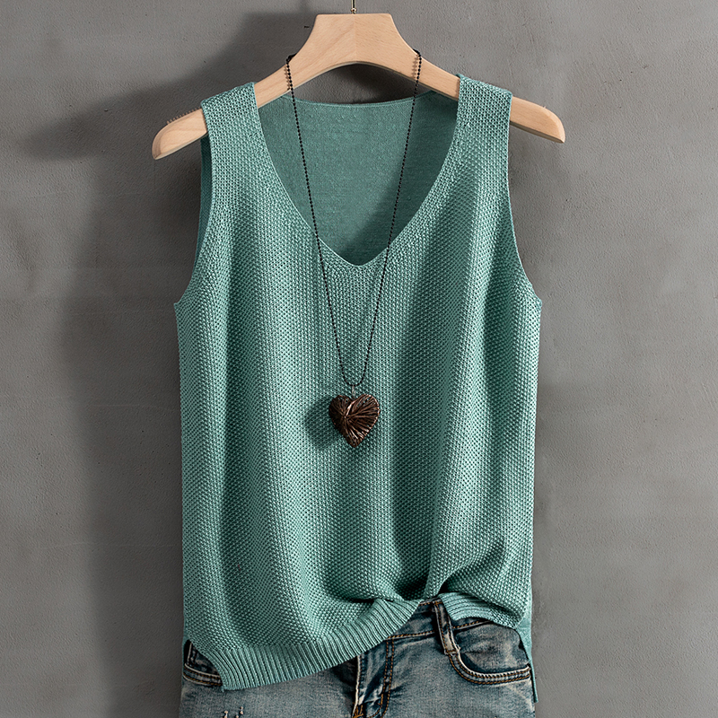 2023新款胖mm夏n外穿针织吊带背心女内搭宽松大码打底衫无袖薄上