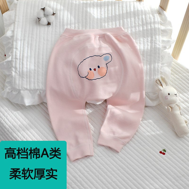 婴儿秋裤单件纯棉a类加厚高腰护肚弹力胖宝宝贴身线V衬裤子大pp裤