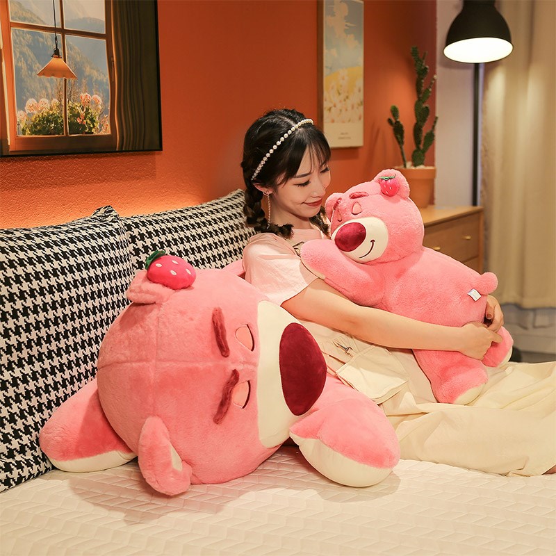 草莓趴熊毛绒玩具抱枕可爱v卡通草莓装饰女卧室床上睡觉夹腿神器