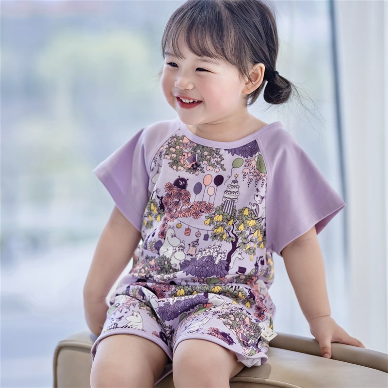儿童夏季竹棉纱布短袖睡袋女童宝宝睡裙亲S子家居服薄款睡衣