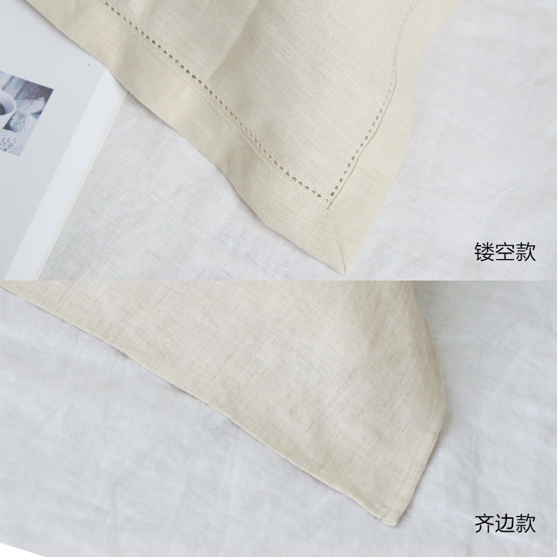 亚麻枕巾镂空g花边纯色简约单人枕用日系成人儿童抑菌除螨防滑盖