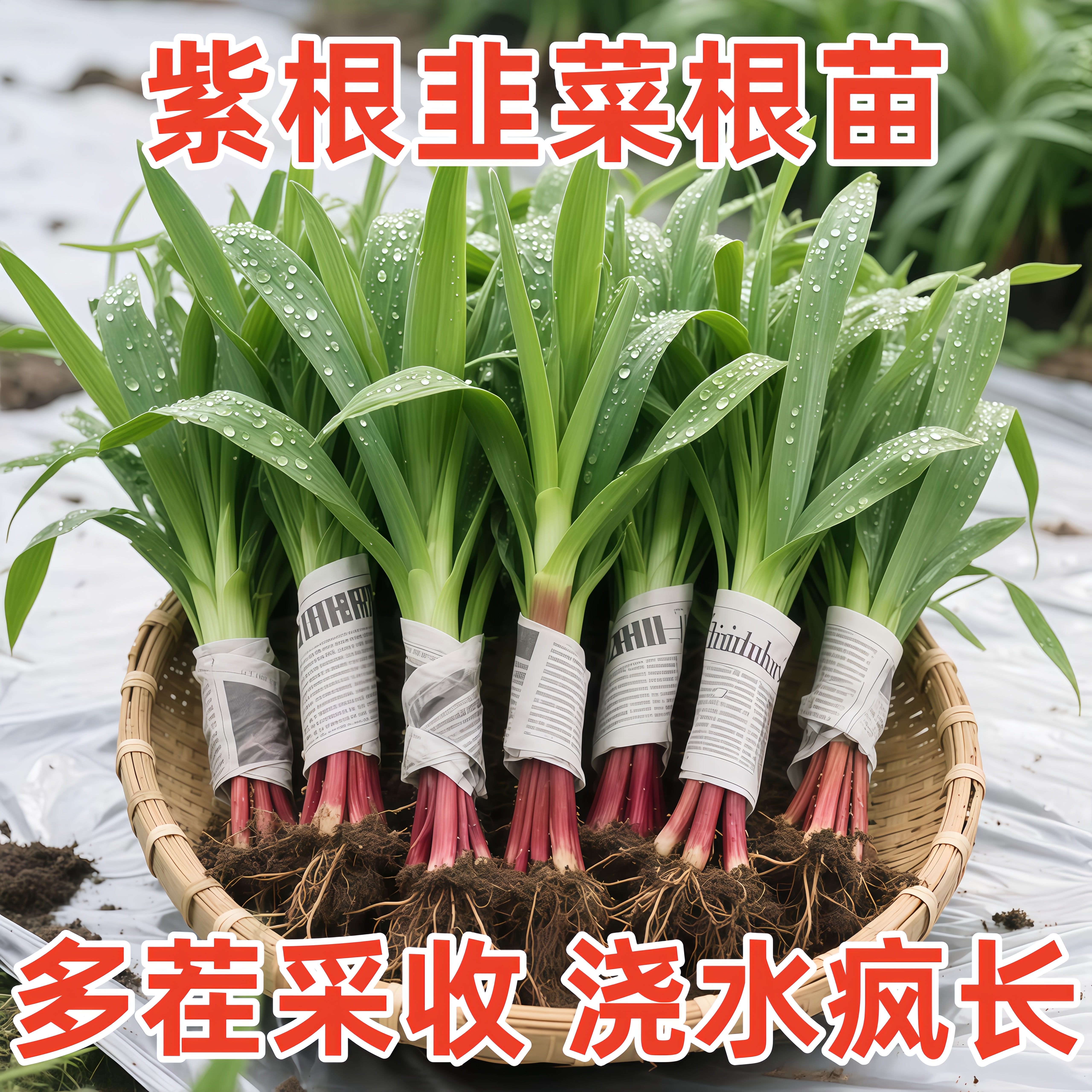 【头茬现挖】紫根韭菜根苗宽叶紫红根本地香韭菜家庭阳台好养