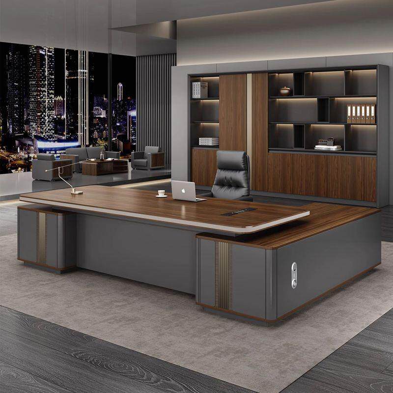 大班台老板桌高档总经理办公室桌子组合烤漆简约轻奢总裁办公桌椅