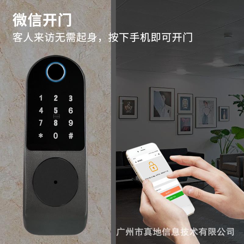 真地指纹锁ic卡密码锁办公室防盗门大门智能锁免布线电池供电C08