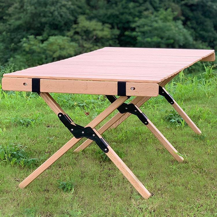 户外折叠桌橡木蛋卷桌庭院阳台自驾露营野餐烧烤便携实木桌子