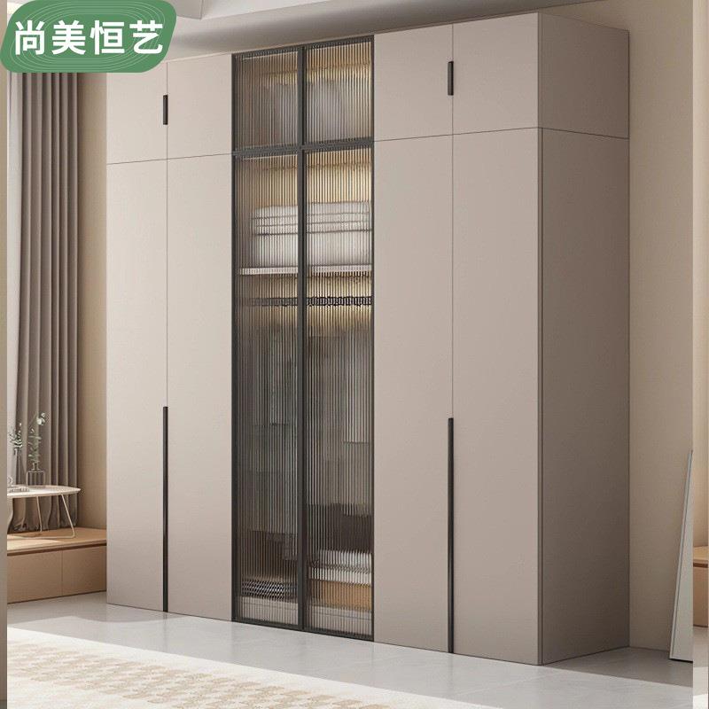 实木衣柜家用卧室对开门衣橱小户型轻奢组合储物柜简约现代收纳柜