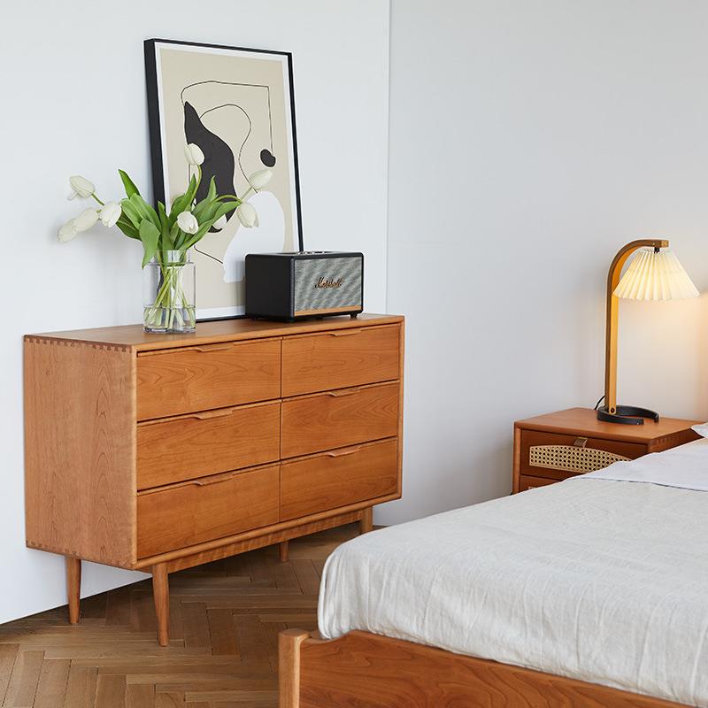 北欧日式全实木九斗五斗六斗柜樱桃木客厅卧室黑胡桃木储物收纳柜