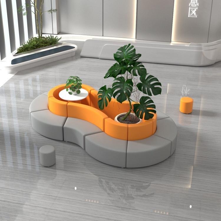 现代简约图书馆创意沙发休息区售楼部洽谈会客接待异型沙发组合