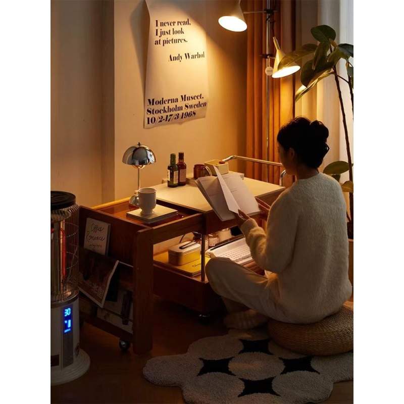茶几实木客厅沙发小桌子围炉煮茶移动茶柜日式可移动伸缩岩板茶桌