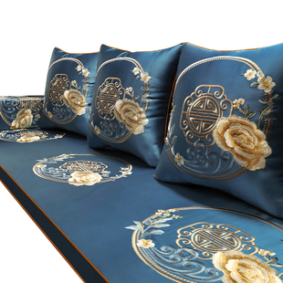 新中式红木沙发垫防滑古典实木家具坐垫高端刺绣罗汉床垫子五件套