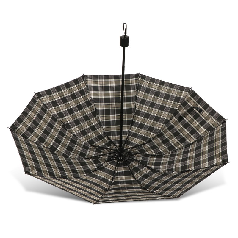 时尚商务格子双人大号雨伞u男女加固抗风加大码复古结实手动折叠