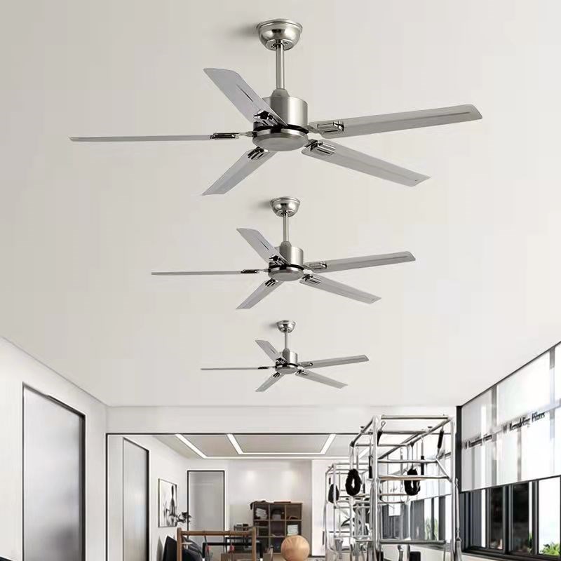 大风力不锈钢工业风变频吊扇黑色复古电风扇商场T饭店商用遥控吊