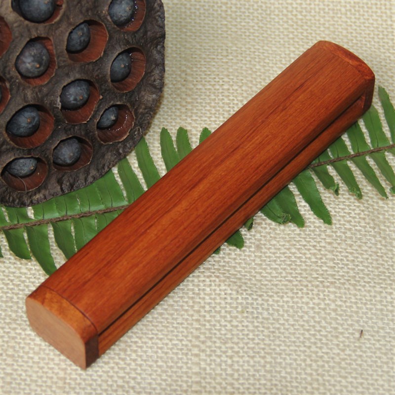 红木钢笔盒缅甸花k梨木雕大果紫檀实木质收纳盒子小长香盒复古怀