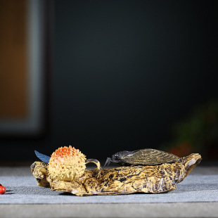 紫砂茶宠宜兴创意茶盘家居摆件 知了****原矿手工品质雕塑