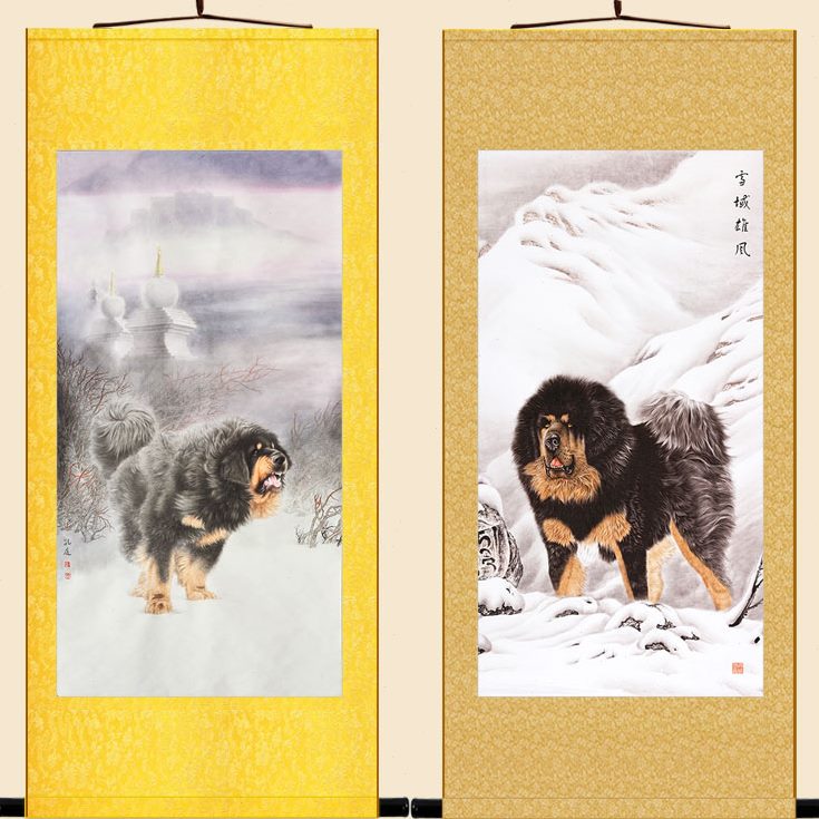藏獒图 雪域宠物狗犬动物画卷轴挂画 书房客厅装饰画定制订做图片