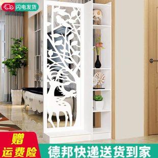 屏风隔断客厅入户进门遮挡玄关简约家用镂空雕花隔断置物架