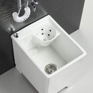 陶瓷拖把池家用拖布桶阳台清洗盆多功能一体自动下水带沥水篮高脚