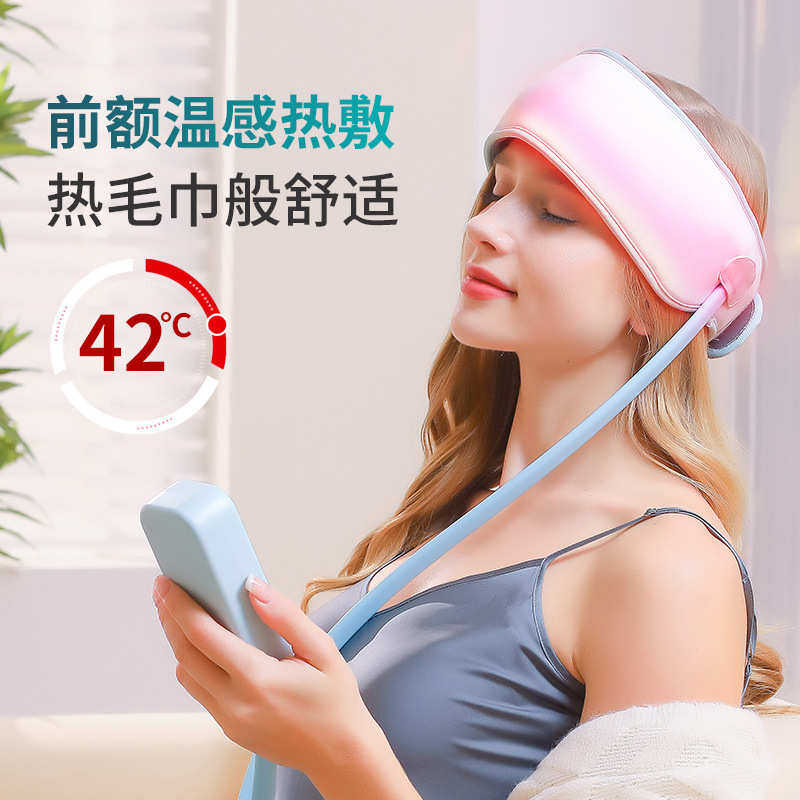 新款热敷头部按摩器全自动气囊揉捏按摩前额加热放松脑袋神器充电