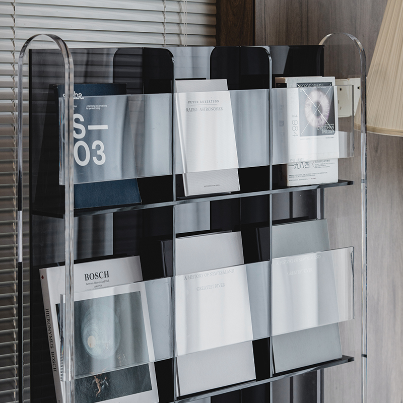 亚克力落b地阅读书架客厅置物架简易展示架报刊收纳轻奢杂志架cd