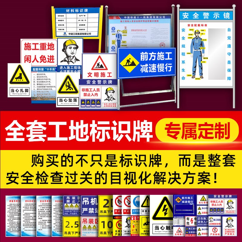 建筑工地安全标识牌五牌一图围挡施工警示牌八大员岗位管理制度职