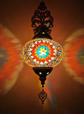 欧式复古浪漫异域古典过道走廊阳台酒店IKTV咖啡厅玻璃装饰壁灯