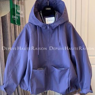 小个子 新款 独特休闲廓形连帽花苞风衣外套女短款 上衣2025秋装