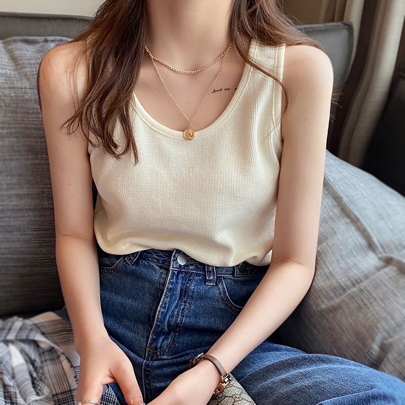 遮副乳背心c女夏外穿白色吊带内搭胖mm大尺码宽松工字打底无袖上