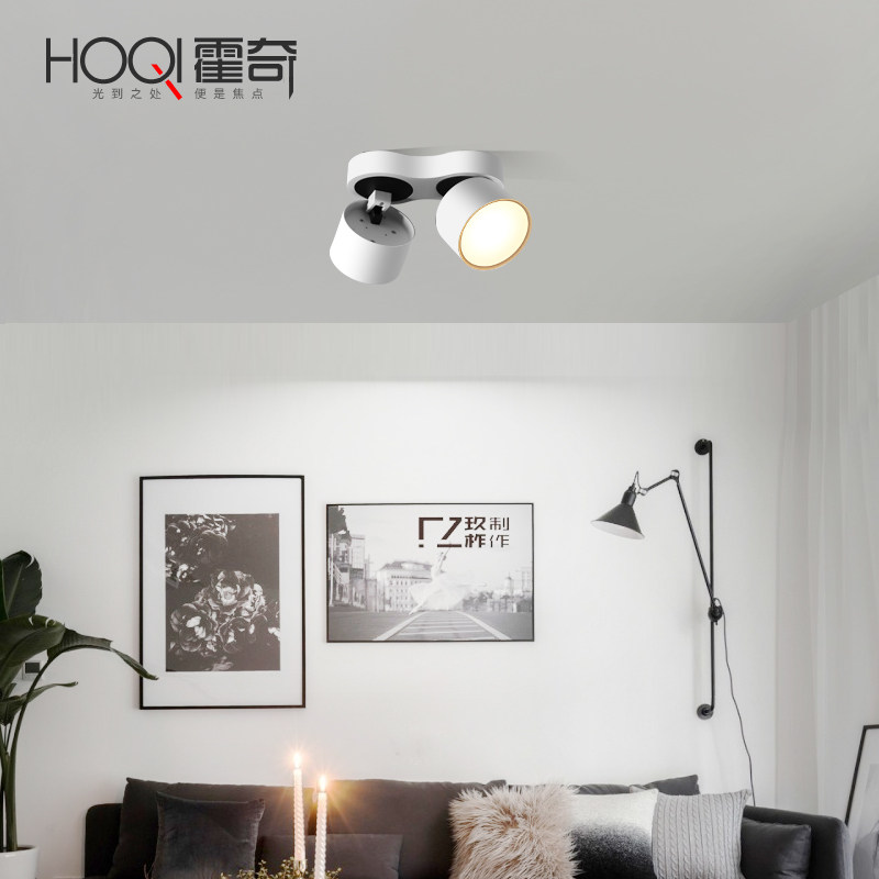 明装双头筒灯led天花单灯斗胆灯豆胆灯格栅灯吸顶吊顶可折叠射灯,家装灯饰光源,明装筒灯,淘宝优惠券,粉丝福利购,淘宝优惠卷