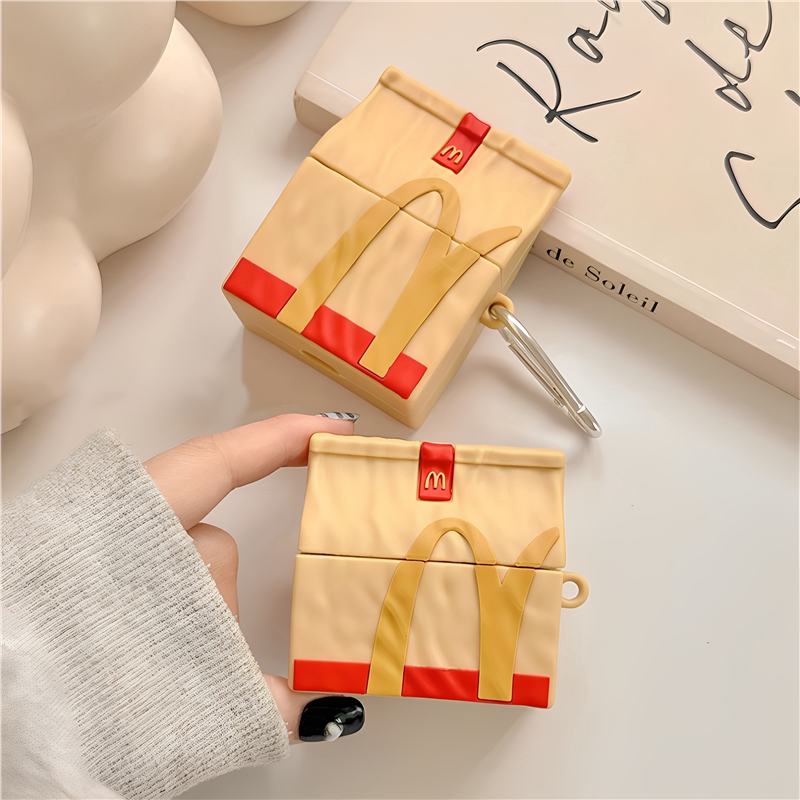 M记牛皮纸袋子耳机保护壳airpods4代蓝牙耳机套适用苹果3代硅胶airpodspro2防摔保护壳二代三代蓝牙耳机软壳