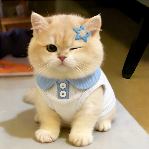 小猫咪衣服可爱polo衬衫春夏季