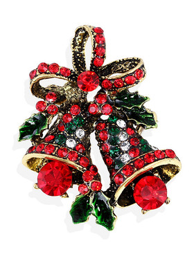 蓝豪外贸时尚圣诞节合金胸针领针铃铛胸花饰品直销XZ4179