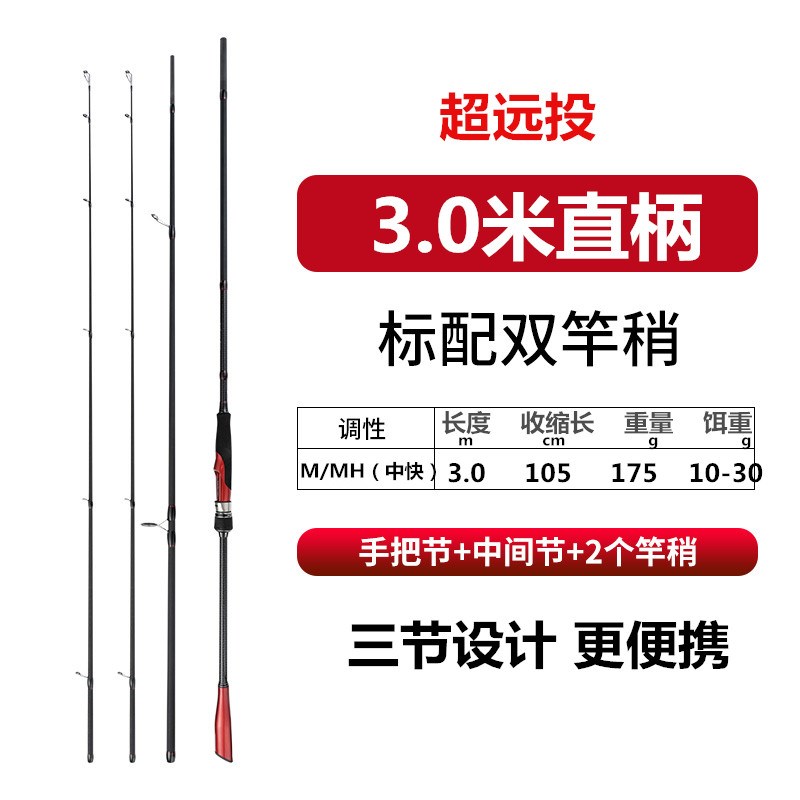 威海3米2.7M超远投路亚竿碳素路亚杆远K投型抛竿直枪柄路亚竿套装