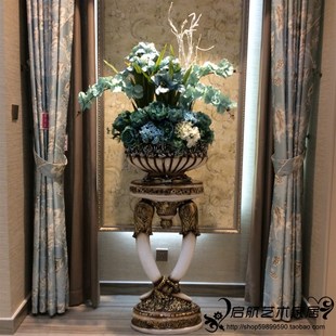 轻奢复古欧式 家居仿真 落地大花瓶客厅干花插花装 饰摆件北欧美Y式