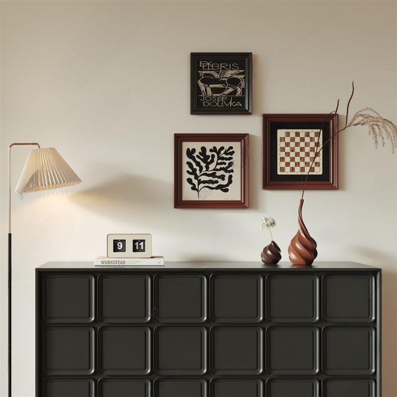 中古风沙发背景墙装饰画高级感黑色框法式壁画客厅书房咖啡厅挂画