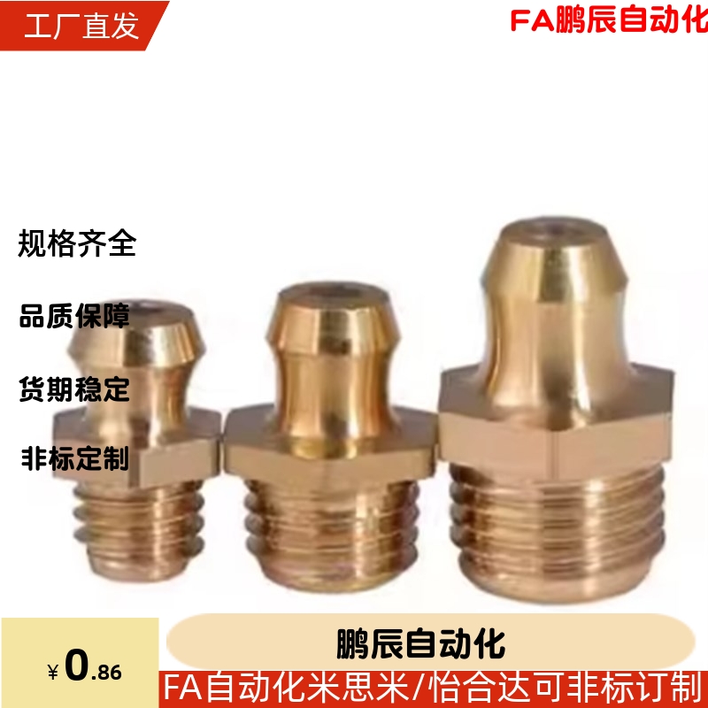 直通式压注油杯JB-T7940.1-1995黄油嘴铜油嘴直嘴油咀油枪M6M8M10