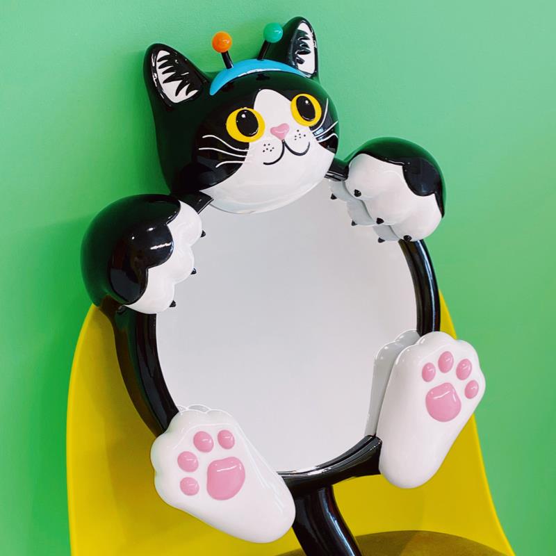 uodycoco原创奶牛猫镜子壁挂镜可爱卡通日式装饰镜异形乔迁礼物