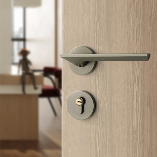 青古铜色卧室门锁室内磁吸静音复古仿古门把手房间木门两件式房门