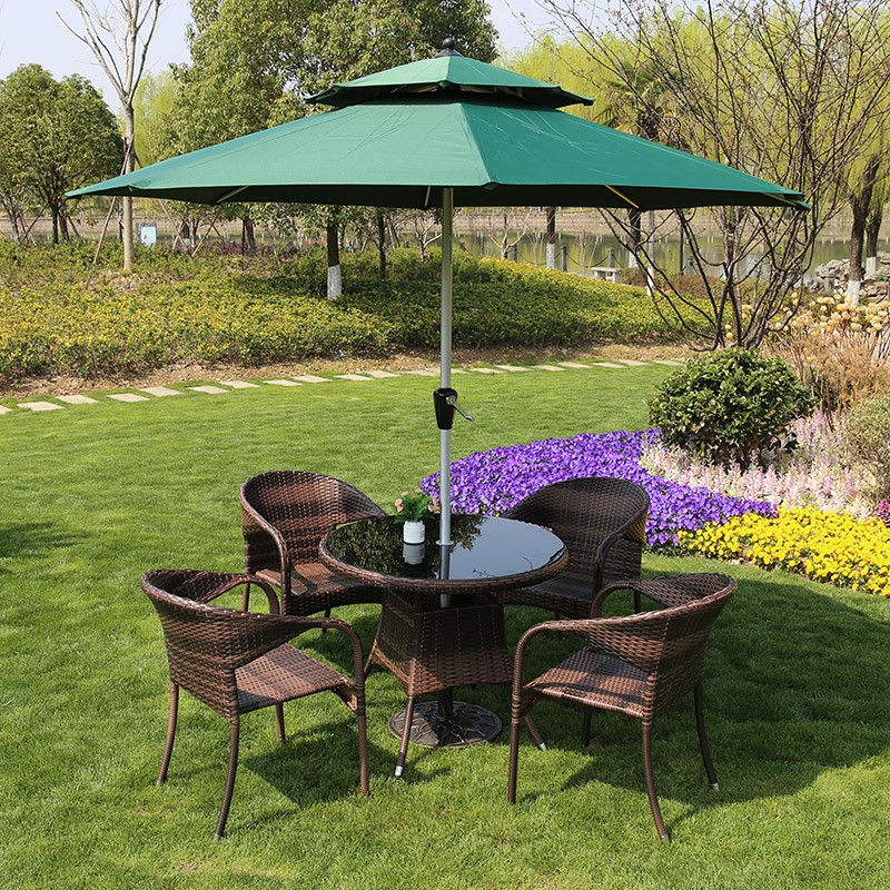 藤椅户外桌椅庭院阳台露天花园A室外咖啡厅藤编休闲家具五件套组