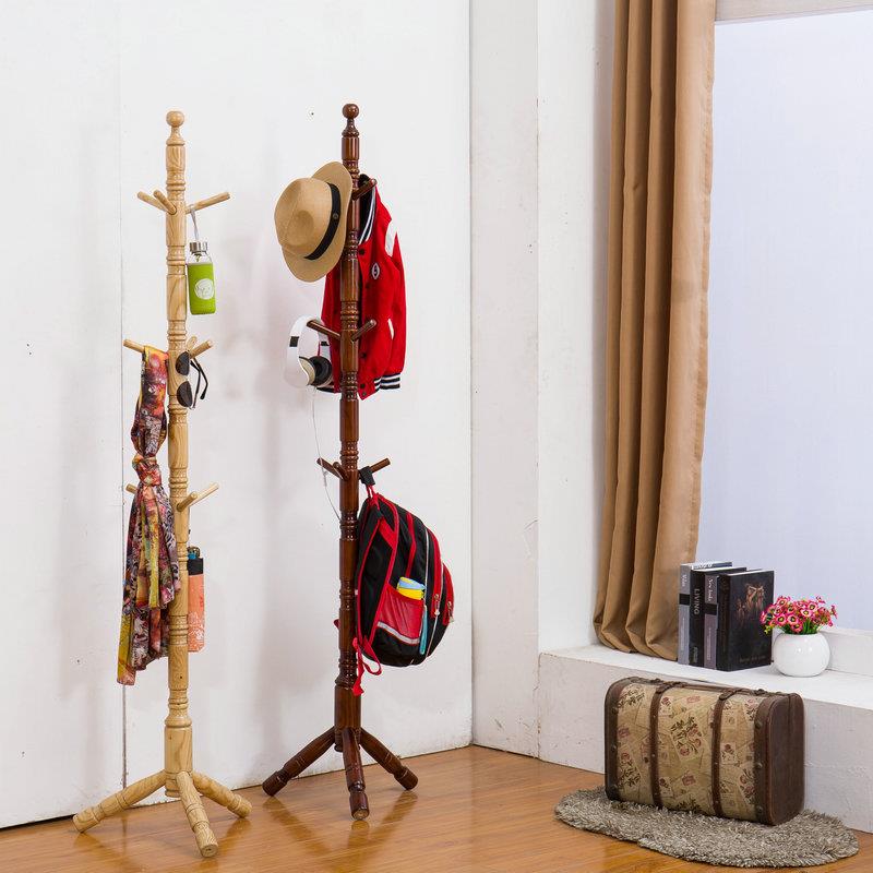 ST-66落木质简地挂衣架韩式易木制落地RUX置物架实0木衣帽架厂家