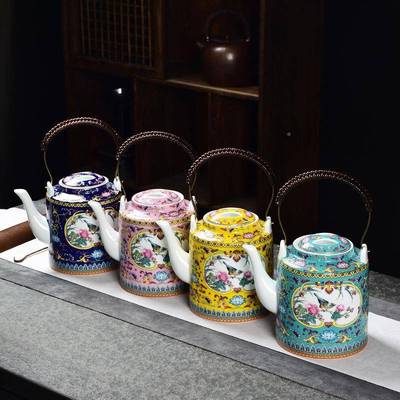 满彩陶瓷提壶16513家泡梁茶壶宫廷茶高档凉水壶开水壶壶瓷器用壶