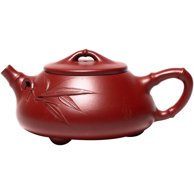 宜兴紫砂壶原矿大红袍纯全手工家用泡茶壶 竹节景舟石瓢茶壶