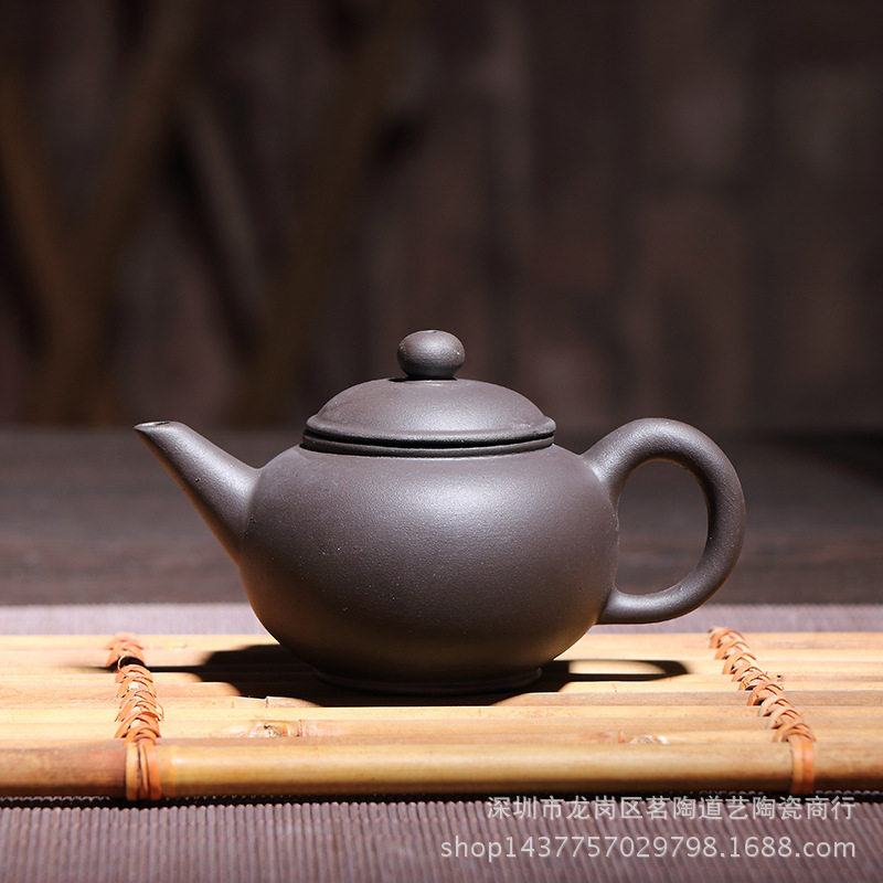 宜兴紫砂壶半手工原矿朱泥壶小品130ml水平壶泡茶器家用功夫茶具