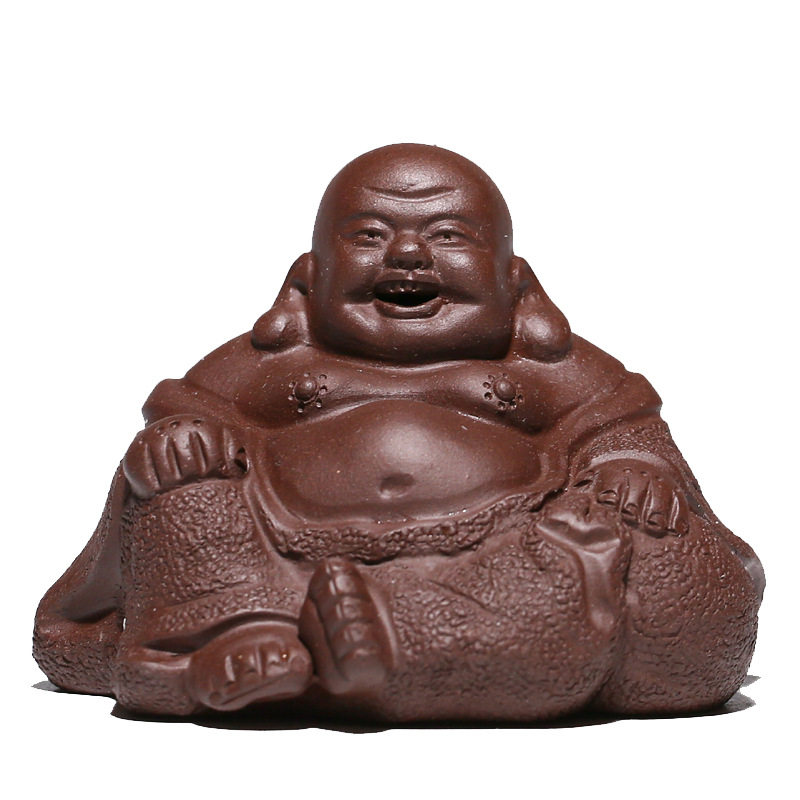 宜兴全手工紫砂茶宠人物佛像雕塑工艺品  弥勒佛家居茶台摆件可养