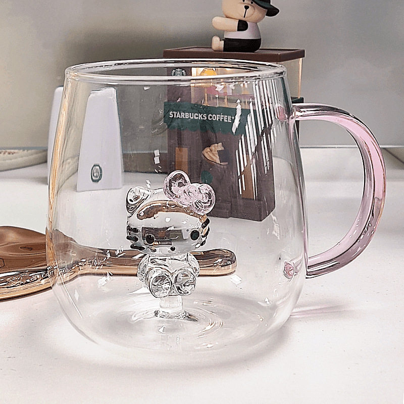 hellokitty玻璃水杯子感轻奢女士高颜值耐高温网红2024