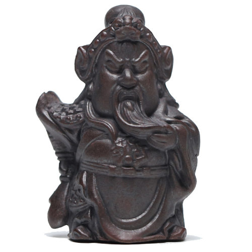 宜兴原矿紫砂茶宠 关公摆件茶台家居装饰品人物雕塑工艺品