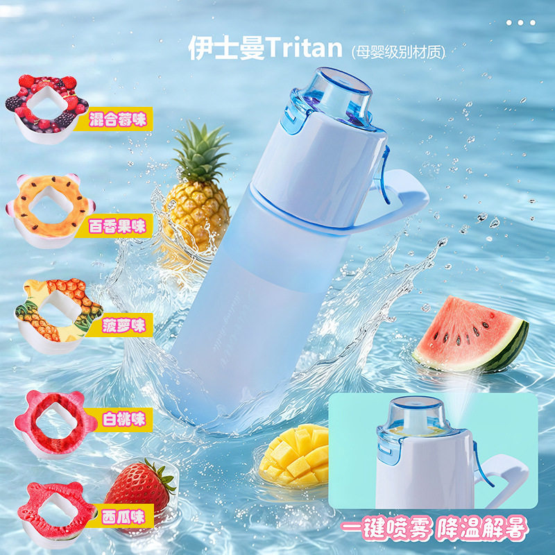香氛喷雾杯香味杯带喷雾功能香味环网红喝水神器双色口味香味喷雾