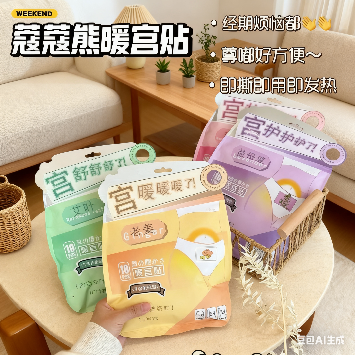 蔻蔻熊老姜艾叶益母草暖宫贴