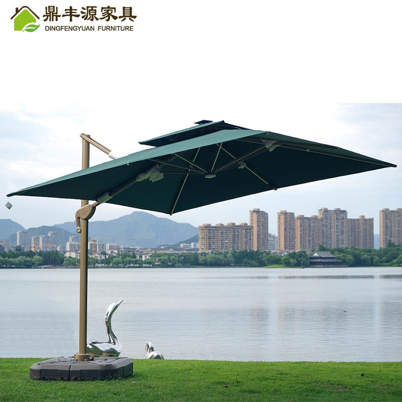 户外庭院土豪金遮阳伞 高档室外阳台商业摆摊甜品店罗马伞